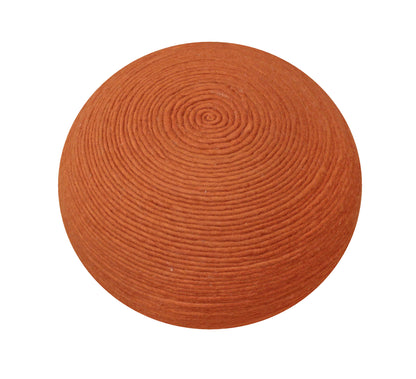 20" Orange Wool Round Ribbed Pouf Ottoman