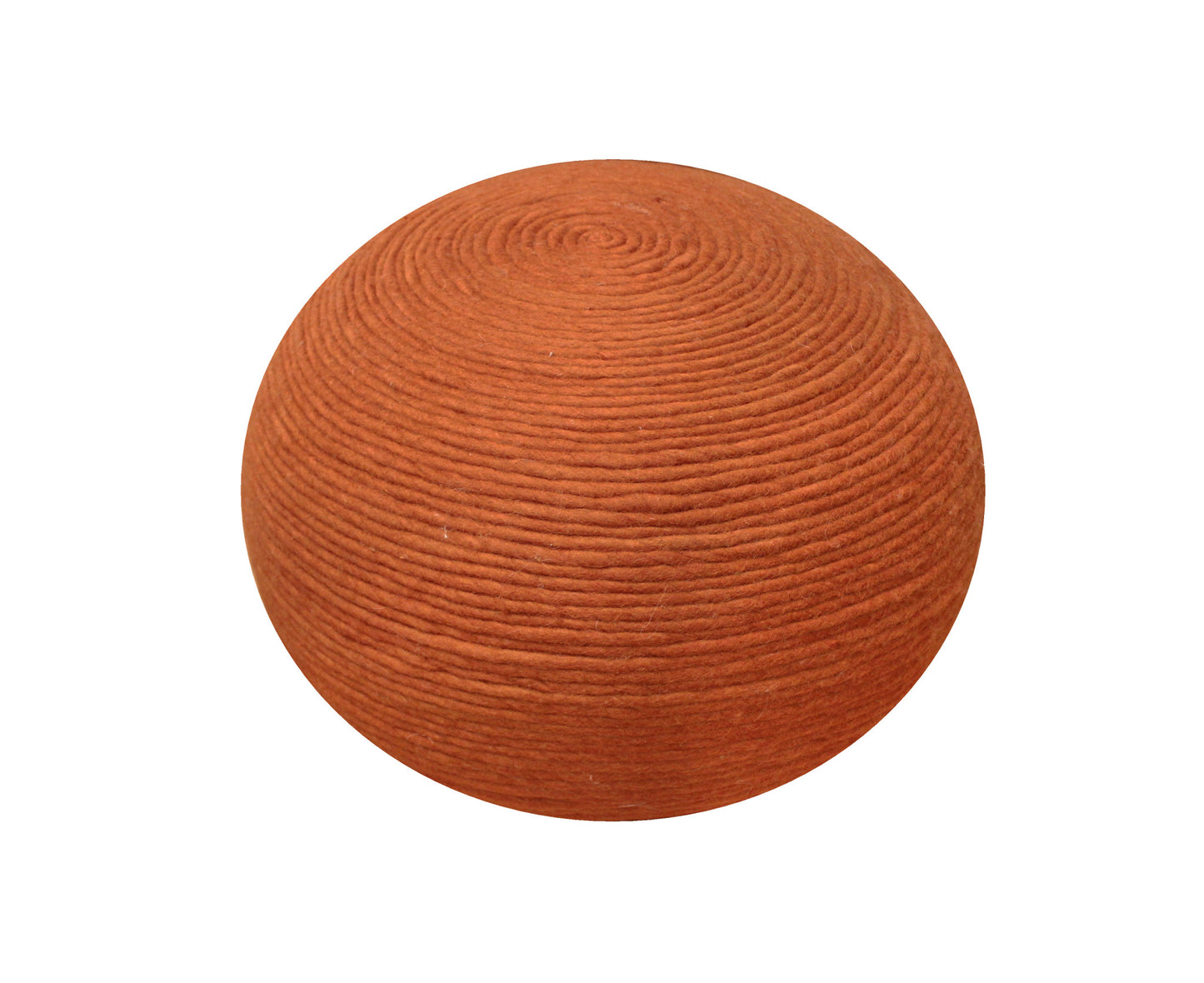 20" Orange Wool Round Ribbed Pouf Ottoman