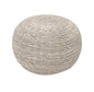 20" Gray Wool Round Ribbed Pouf Ottoman