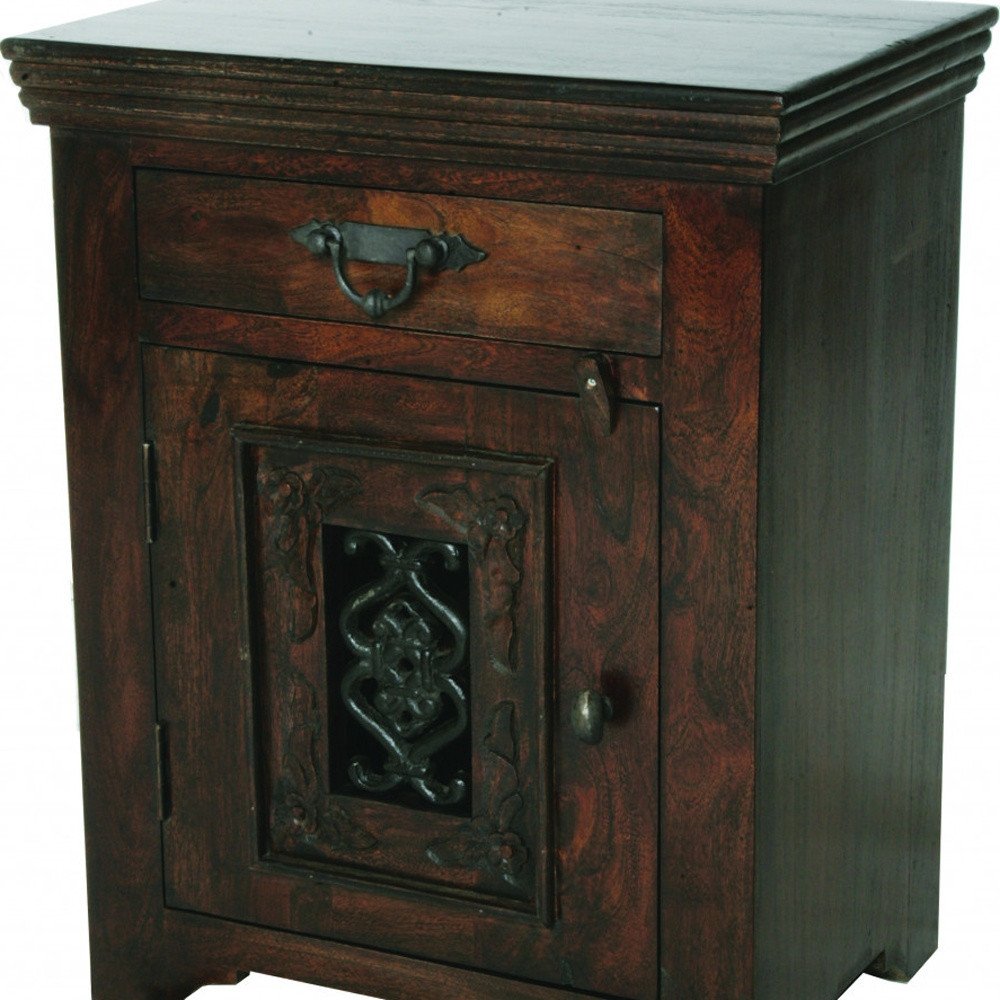 30" Dark Brown Solid Wood One Drawer Nightstand