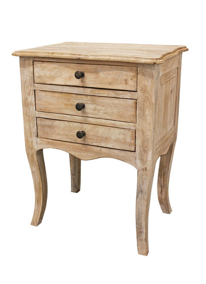 29" White Solid Wood Three Drawer Nightstand