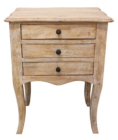 29" White Three Drawer Nightstand