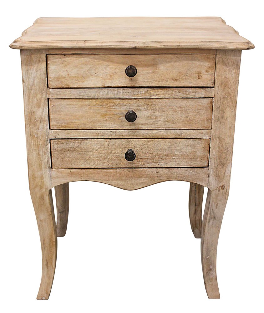 29" White Solid Wood Three Drawer Nightstand