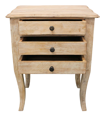 29" White Three Drawer Nightstand