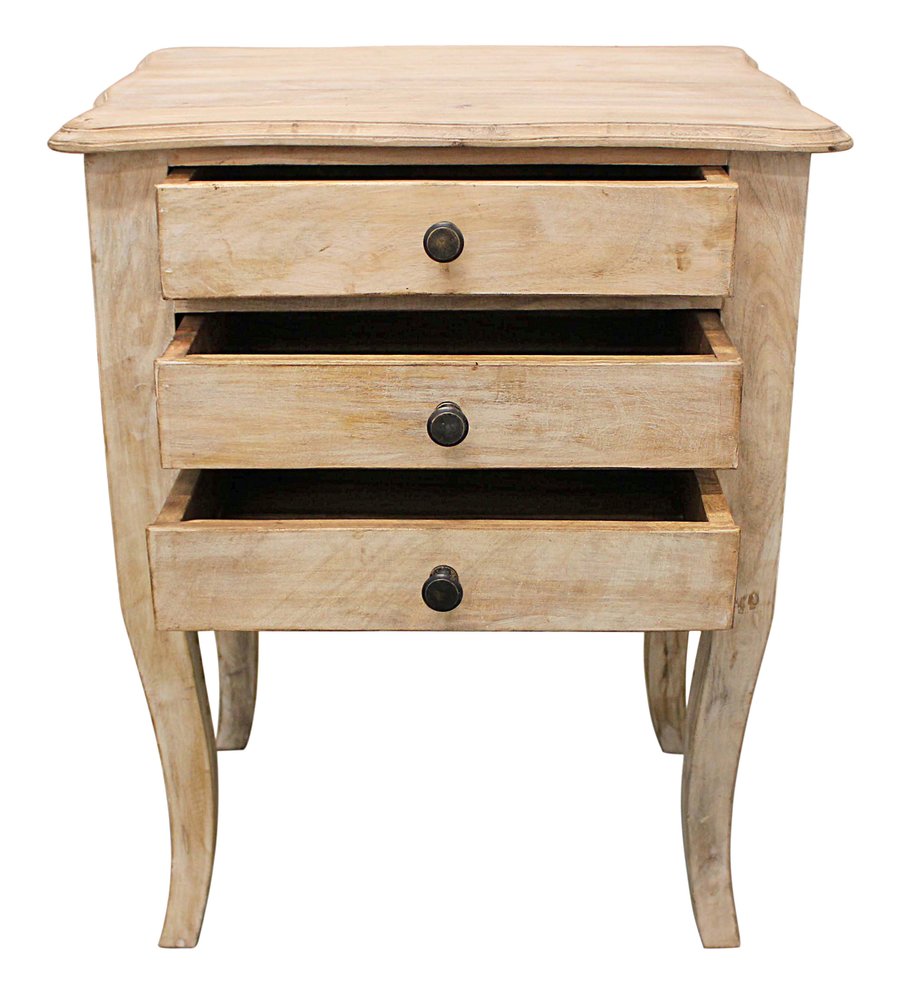 29" White Solid Wood Three Drawer Nightstand