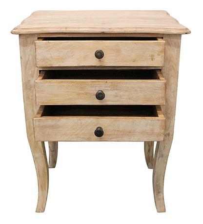 29" White Solid Wood Three Drawer Nightstand