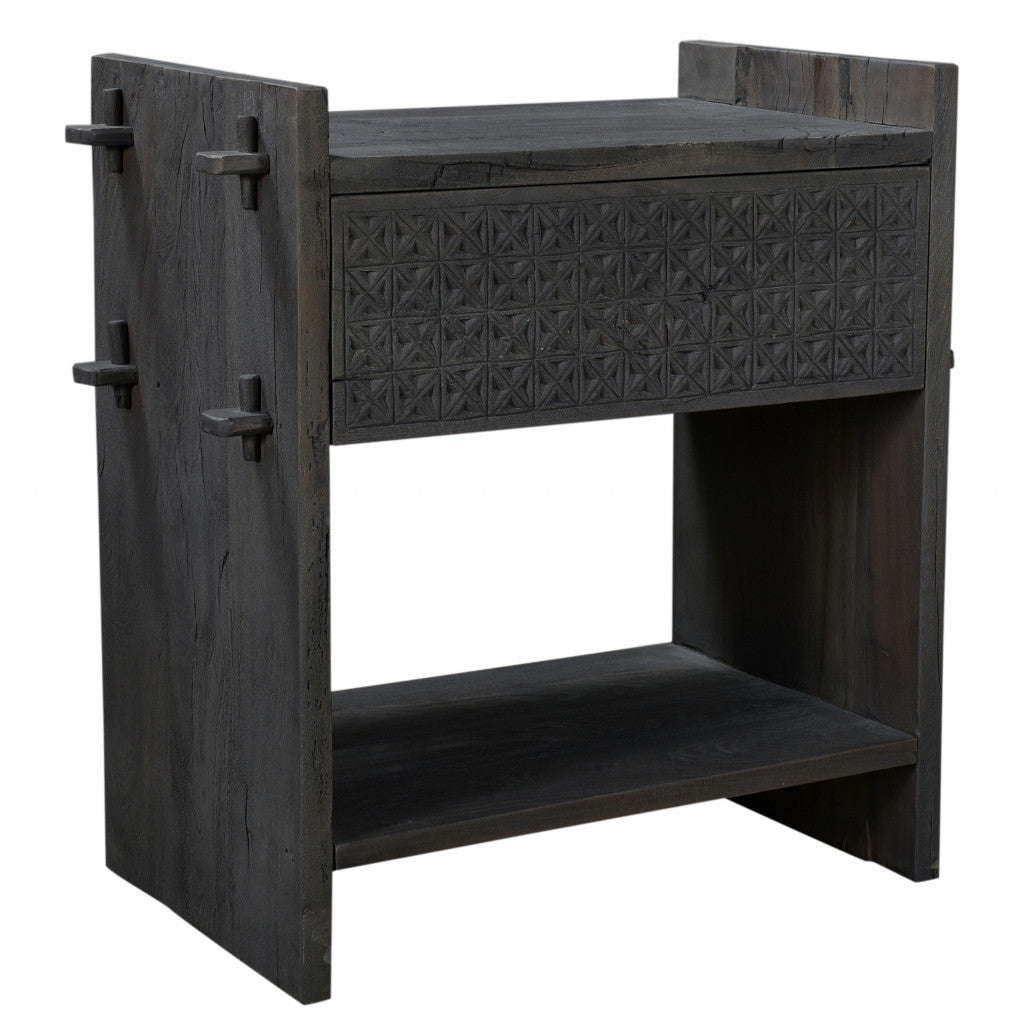 26" Dark Gray One Drawer Nightstand