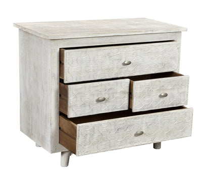 30" White Four Drawer Nightstand