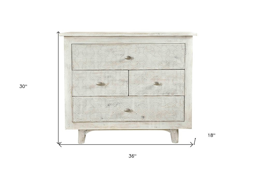 30" White Four Drawer Nightstand