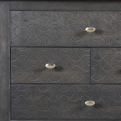 30" Gray Solid Wood Four Drawer Nightstand