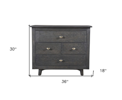 30" Gray Four Drawer Nightstand