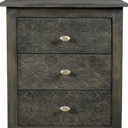 30" Gray Three Drawer Nightstand