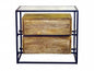 28" Natural Solid Wood and Glass Two Drawer Nightstand