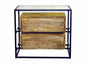 28" Natural Solid Wood and Glass Two Drawer Nightstand