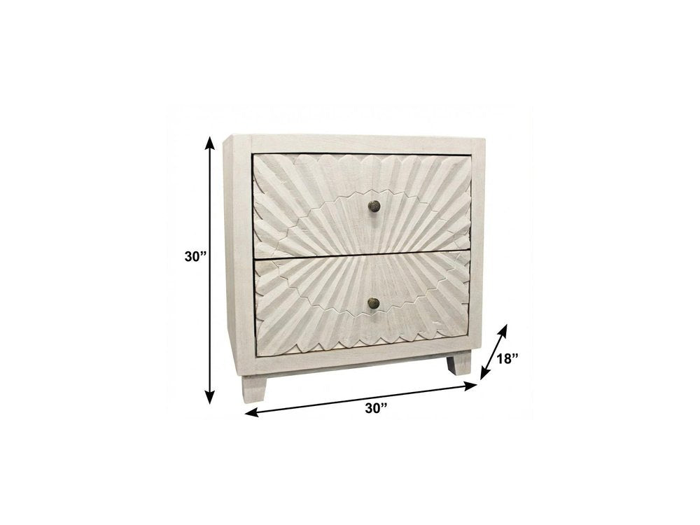 30" Ivory Two Drawer Nightstand