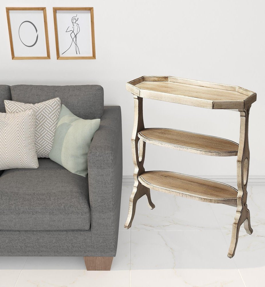 28" Gray End Table With Two Shelves