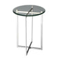 21" Clear And Silver Glass and Stainless Steel Round End Table