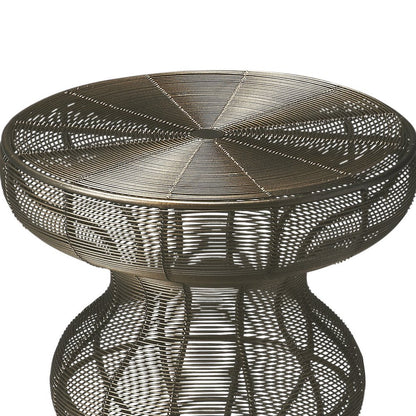 18" Bronze Curvy Iron Round Top End Table