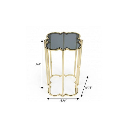 24" Gold And Black Glass Free Form End Table