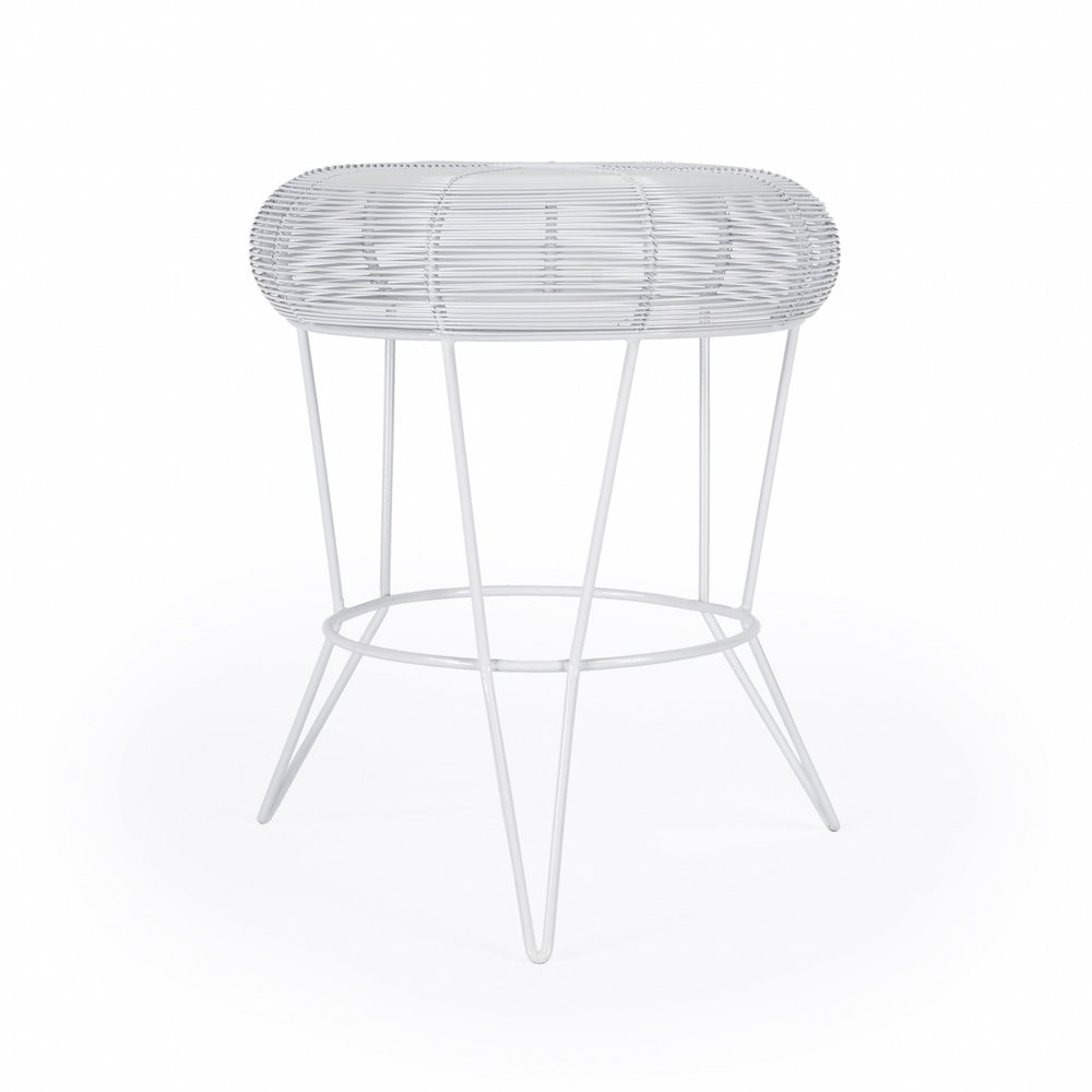 18" White Wire Round top End Table