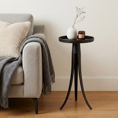 24" Black Distressed Aluminum Round End Table
