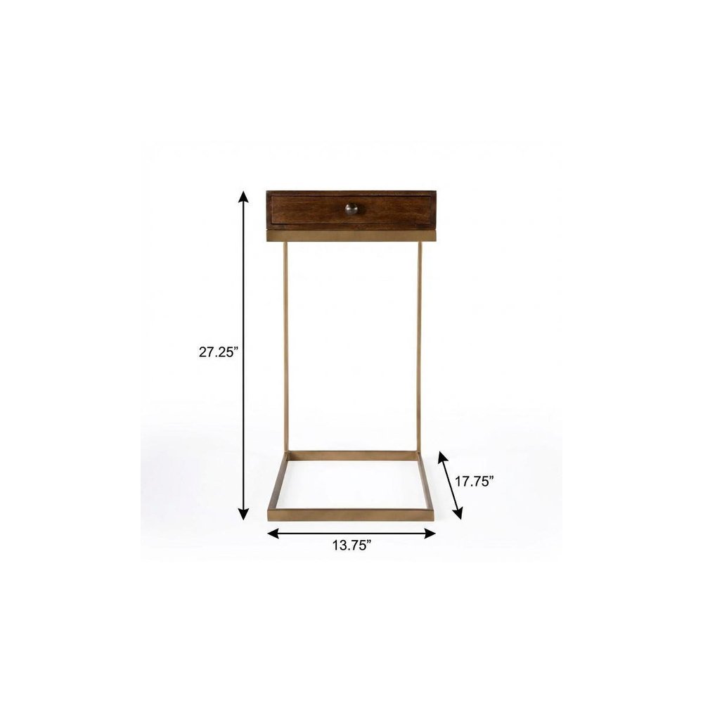 27" Natural Brown Solid And Manufactured Wood Square End Table With Drawer