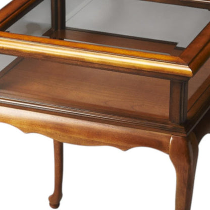 25" Brown And Clear Glass End Table