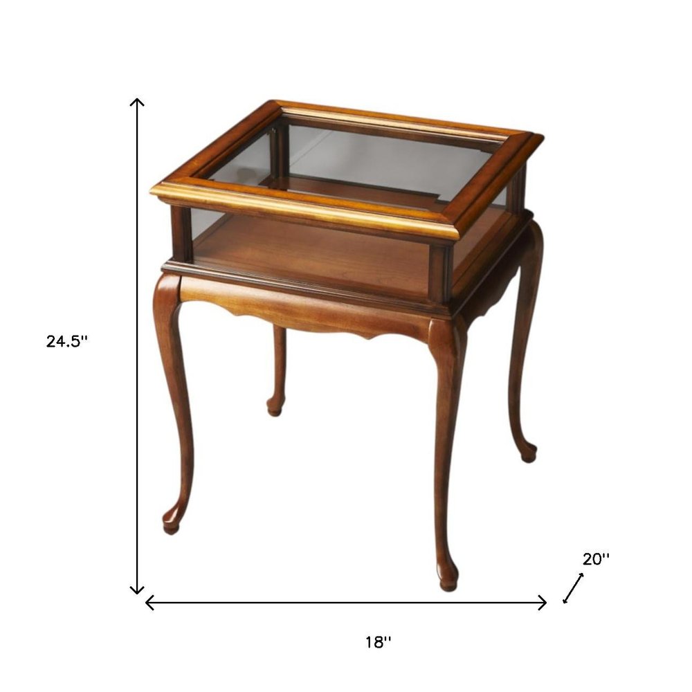 25" Brown And Clear Glass End Table