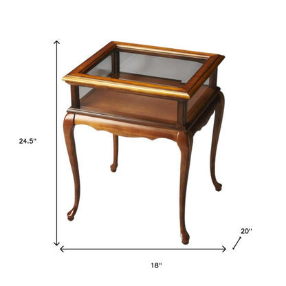 25" Brown And Clear Glass End Table