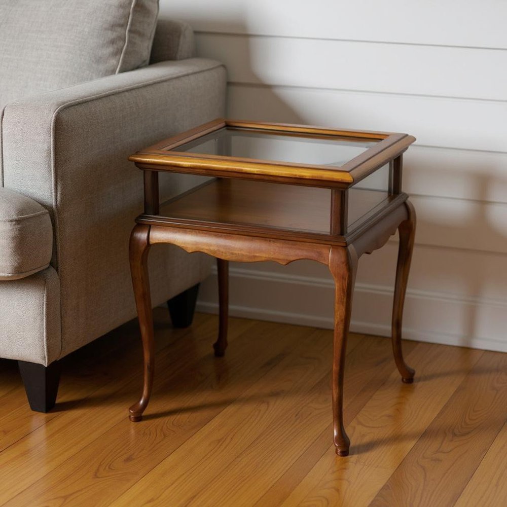 25" Brown And Clear Glass End Table