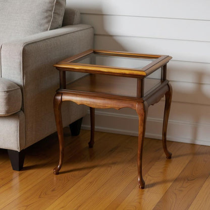 25" Brown And Clear Glass End Table