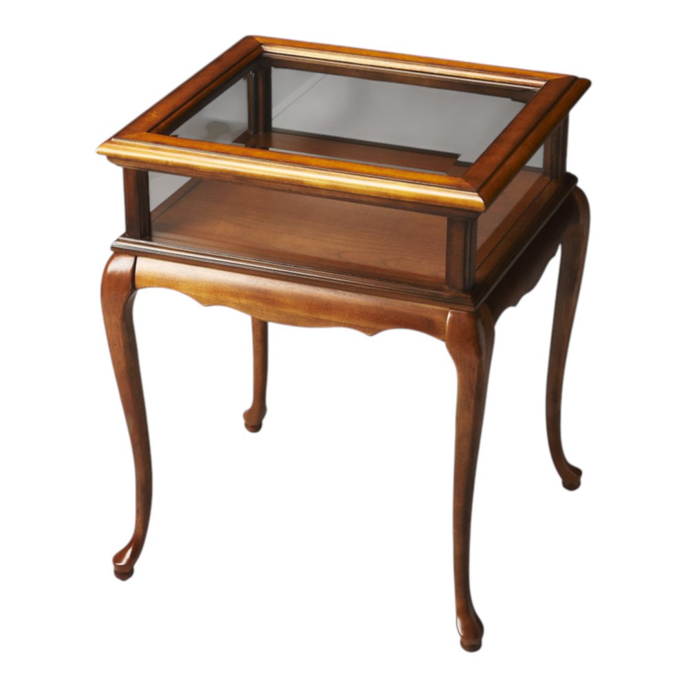 25" Brown And Clear Glass End Table