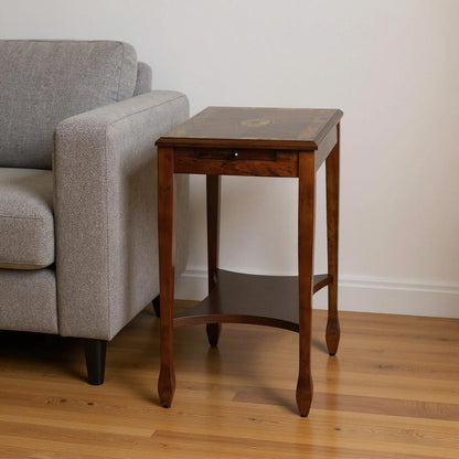 25" Wood Brown End Table With Shelf