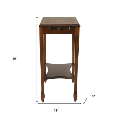 25" Wood Brown End Table With Shelf