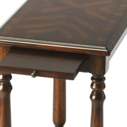 24" Wood Brown End Table With Shelf