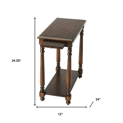 24" Wood Brown End Table With Shelf