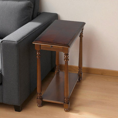 24" Brown End Table With Shelf