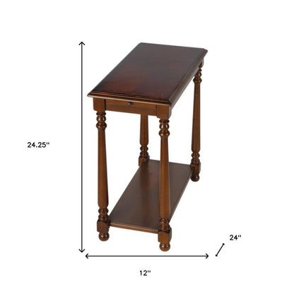 24" Brown End Table With Shelf
