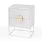 24" White Wood Two Drawer Nightstand