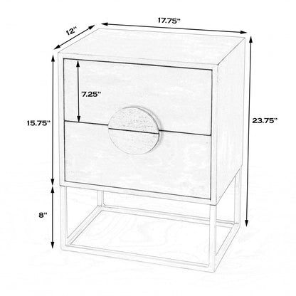 24" Off White Two Drawer Nightstand