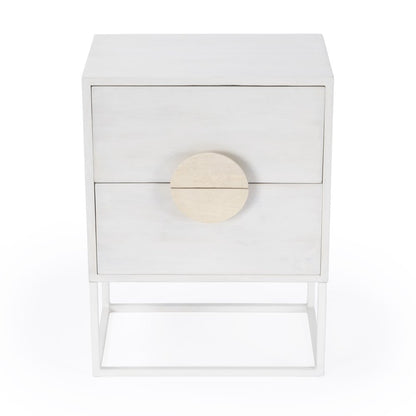 24" White Wood Two Drawer Nightstand