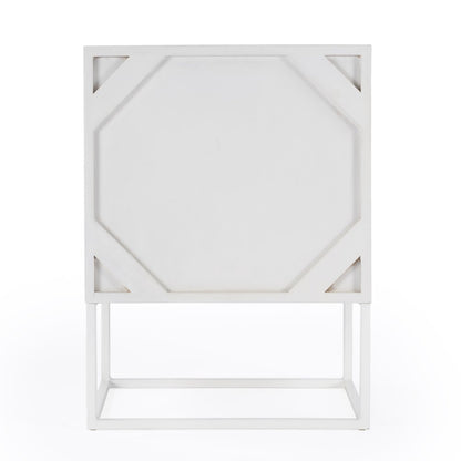 24" White Wood Two Drawer Nightstand