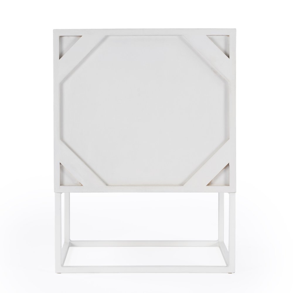 24" White Wood Two Drawer Nightstand