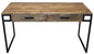 60" Natural and Black Solid Wood Writing Desk With Two Drawers