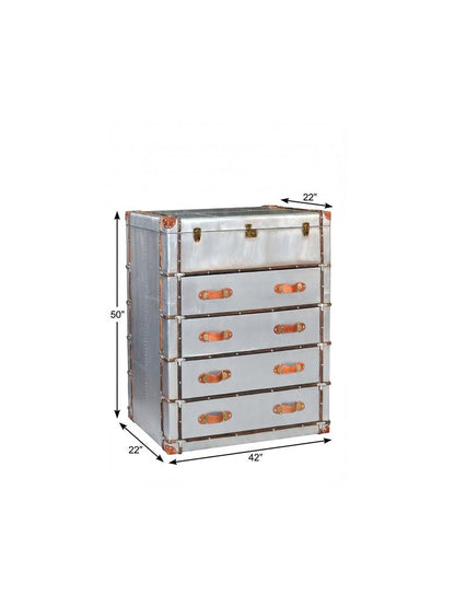 42" Silver Aluminum Four Drawer Dresser