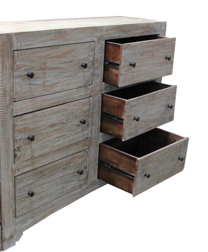 60" Brown Solid Wood Six Drawer Double Dresser