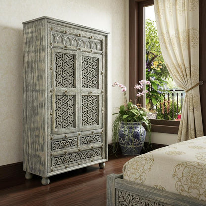42" Aged Gray Solid Wood Three Drawer Gentleman's Chest