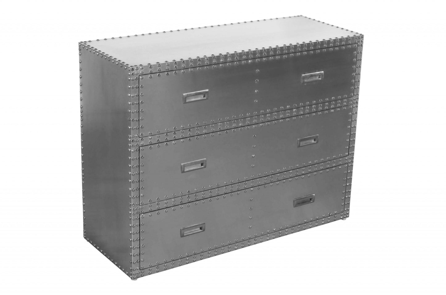 42" Silver Aluminum Three Drawer Dresser