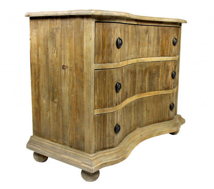 44" Natural Solid Wood Three Drawer Dresser