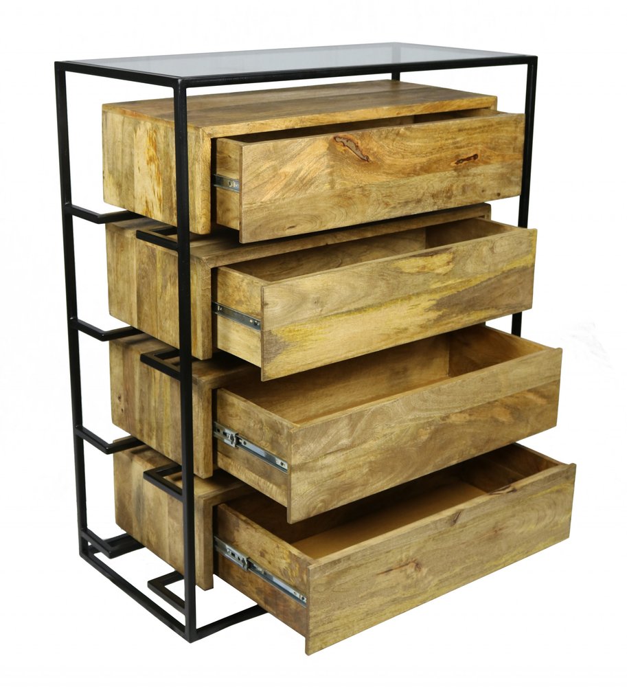 41" Natural Solid Wood Four Drawer Dresser